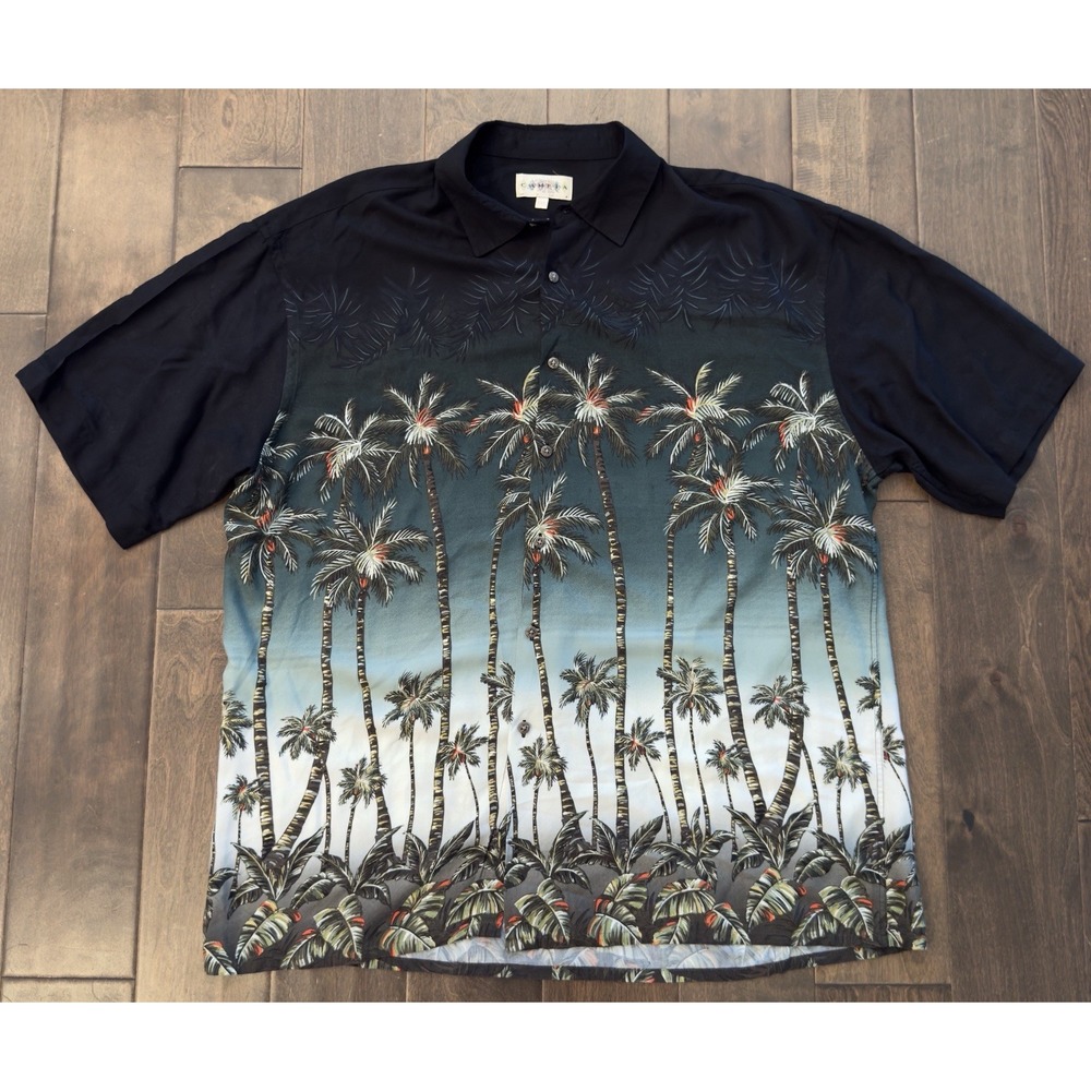 Campia Moda Size 2XL Short Sleeve Floral Tree Hawaiian Mens Button‎ Down Shirt
